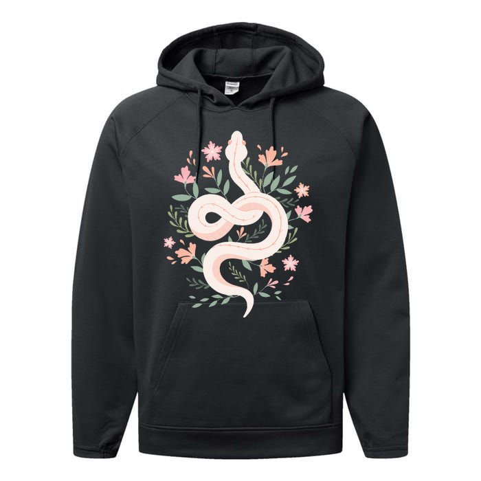 Aesthetic Graphic S Mystical Snake Flower Pastel Goth Performance Fleece Hoodie