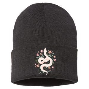 Aesthetic Graphic S Mystical Snake Flower Pastel Goth Sustainable Knit Beanie