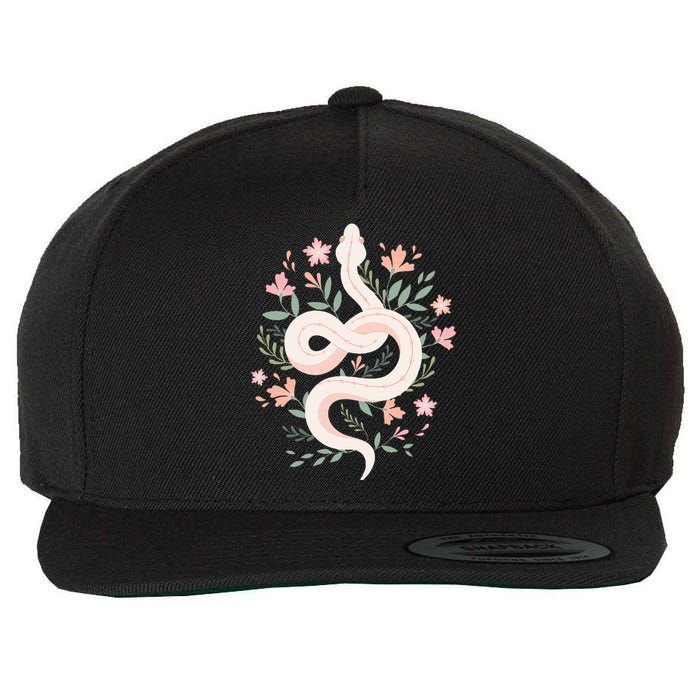 Aesthetic Graphic S Mystical Snake Flower Pastel Goth Wool Snapback Cap