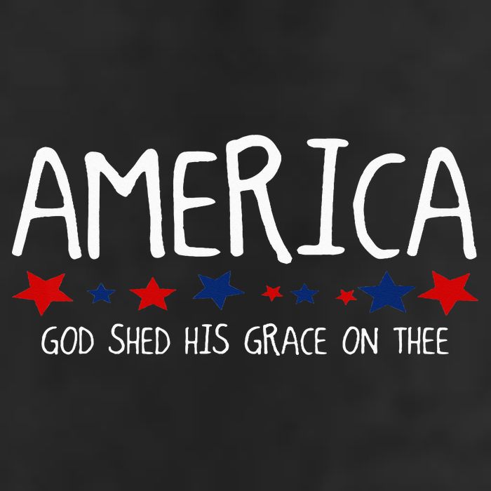America God Shed His Grace on Thee Tee 4th of July 7 Panel Mesh Trucker Snapback Hat