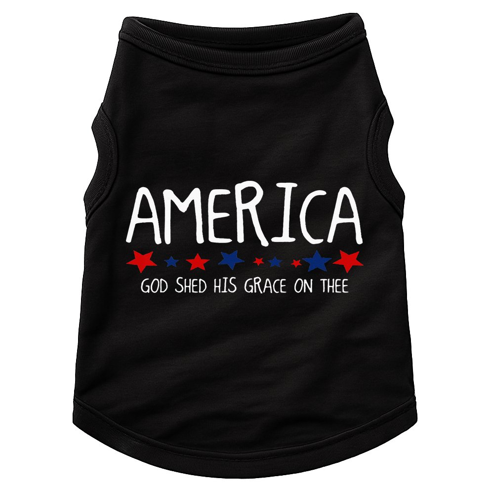 America God Shed His Grace on Thee Tee 4th of July Doggie Tank
