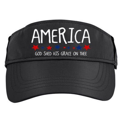 America God Shed His Grace on Thee Tee 4th of July Adult Drive Performance Visor