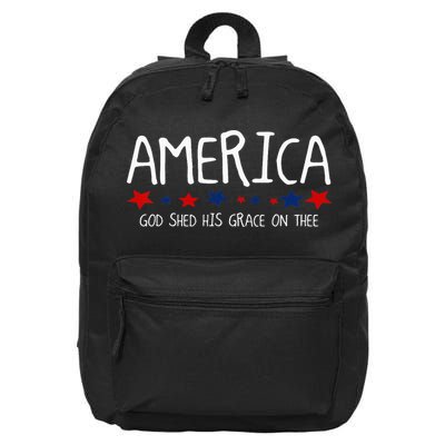 America God Shed His Grace on Thee Tee 4th of July 16 in Basic Backpack