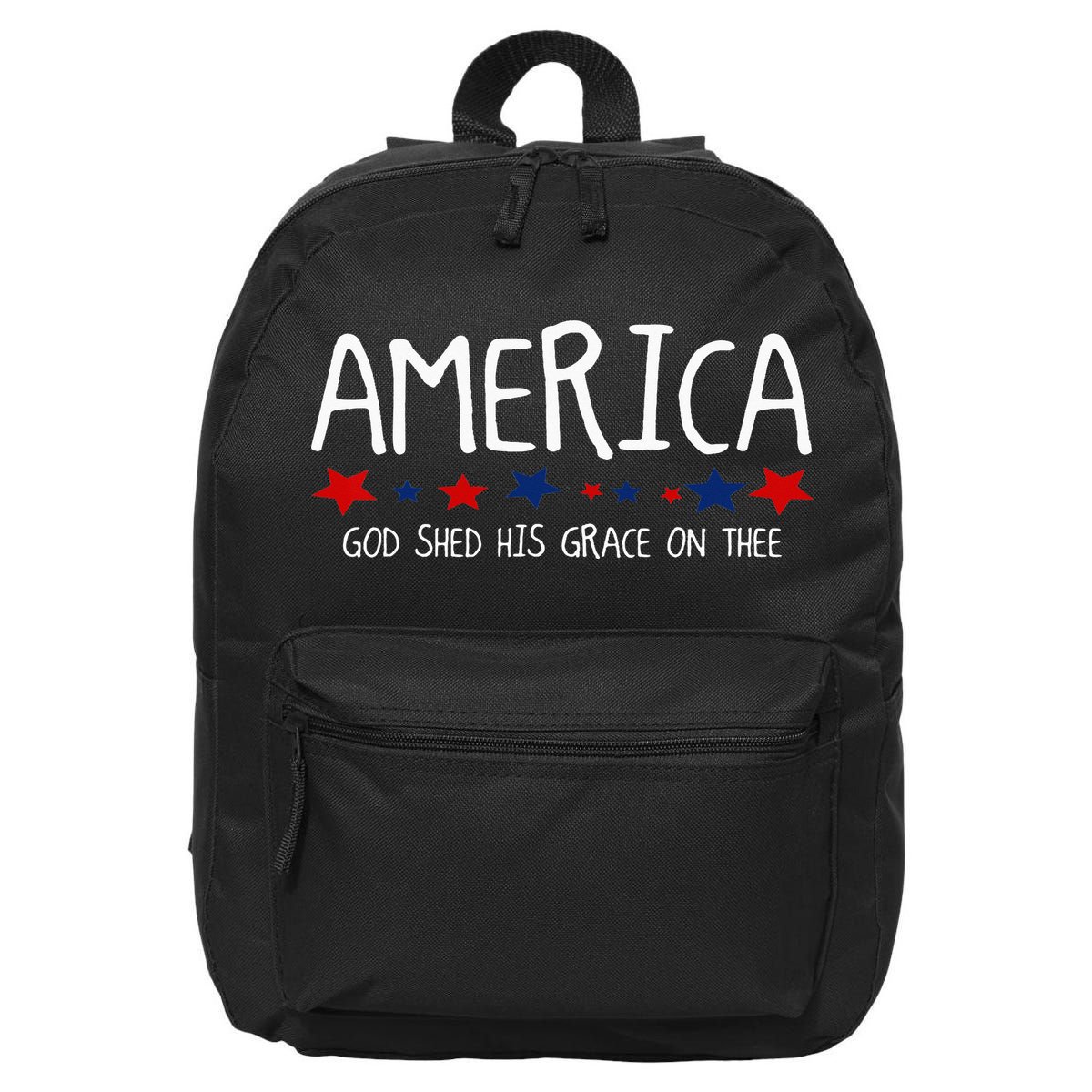 America God Shed His Grace on Thee Tee 4th of July 16 in Basic Backpack