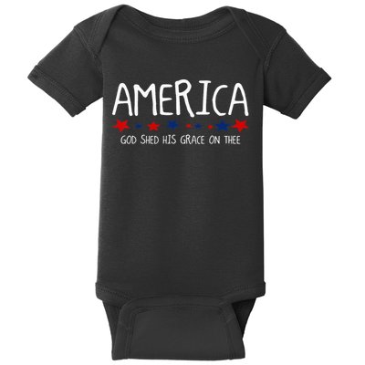 America God Shed His Grace on Thee Tee 4th of July Baby Bodysuit