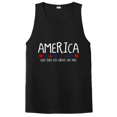 America God Shed His Grace on Thee Tee 4th of July PosiCharge Competitor Tank