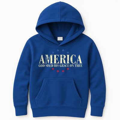 America God Shed His Grace On Thee 4th Of July Kids Hoodie