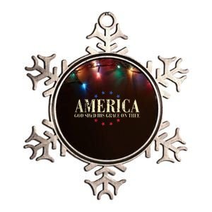 America God Shed His Grace On Thee 4th Of July Metallic Star Ornament