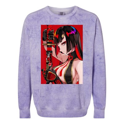 Anime Girl Samurai Waifu Japanese Aesthetic Otaku Weeb Colorblast Crewneck Sweatshirt