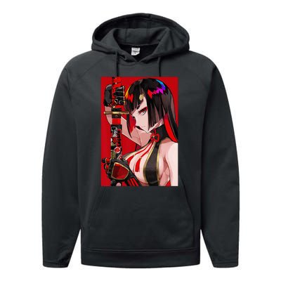 Anime Girl Samurai Waifu Japanese Aesthetic Otaku Weeb Performance Fleece Hoodie