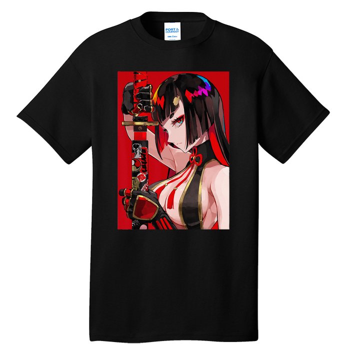 Anime Girl Samurai Waifu Japanese Aesthetic Otaku Weeb Tall T-Shirt