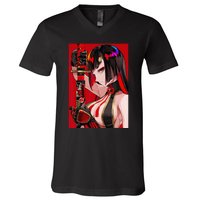 Anime Girl Samurai Waifu Japanese Aesthetic Otaku Weeb V-Neck T-Shirt