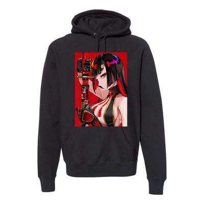 Anime Girl Samurai Waifu Japanese Aesthetic Otaku Weeb Premium Hoodie