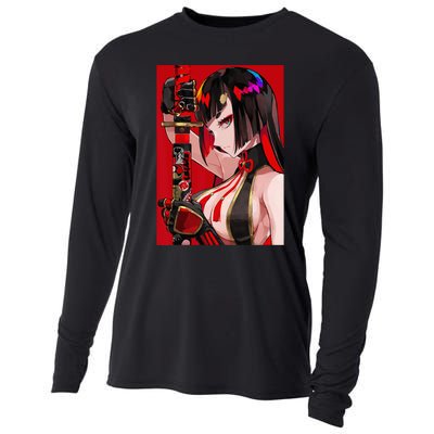 Anime Girl Samurai Waifu Japanese Aesthetic Otaku Weeb Cooling Performance Long Sleeve Crew