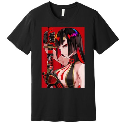 Anime Girl Samurai Waifu Japanese Aesthetic Otaku Weeb Premium T-Shirt