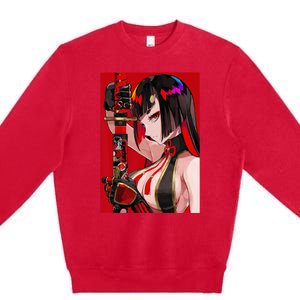 Anime Girl Samurai Waifu Japanese Aesthetic Otaku Weeb Premium Crewneck Sweatshirt