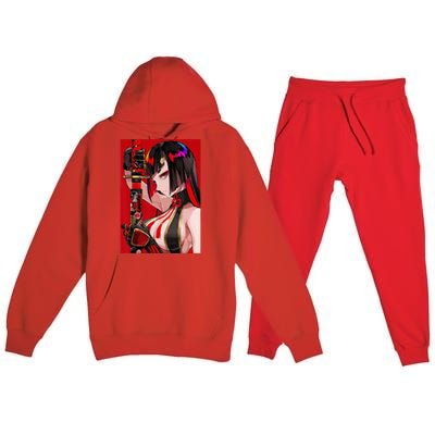 Anime Girl Samurai Waifu Japanese Aesthetic Otaku Weeb Premium Hooded Sweatsuit Set