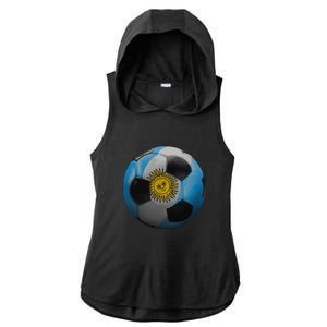 Argentina Glow Soccer Ball Logo Ladies PosiCharge Tri-Blend Wicking Draft Hoodie Tank