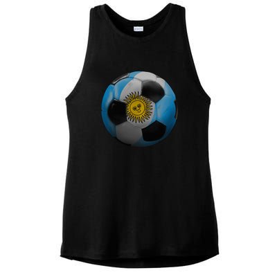 Argentina Glow Soccer Ball Logo Ladies PosiCharge Tri-Blend Wicking Tank