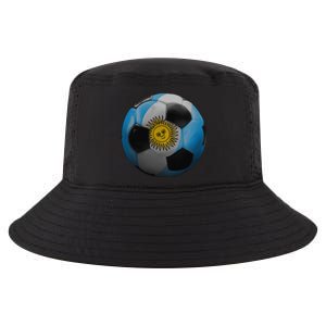 Argentina Glow Soccer Ball Logo Cool Comfort Performance Bucket Hat