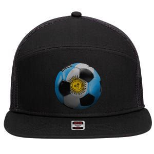 Argentina Glow Soccer Ball Logo 7 Panel Mesh Trucker Snapback Hat