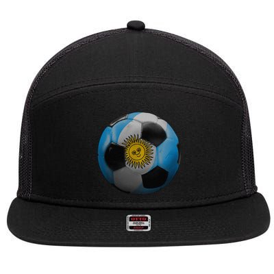 Argentina Glow Soccer Ball Logo 7 Panel Mesh Trucker Snapback Hat