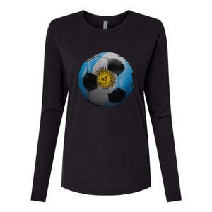 Argentina Glow Soccer Ball Logo Womens Cotton Relaxed Long Sleeve T-Shirt