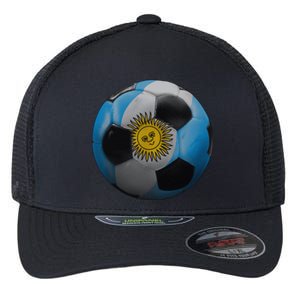 Argentina Glow Soccer Ball Logo Flexfit Unipanel Trucker Cap