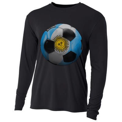 Argentina Glow Soccer Ball Logo Cooling Performance Long Sleeve Crew