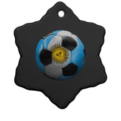 Argentina Glow Soccer Ball Logo Ceramic Star Ornament