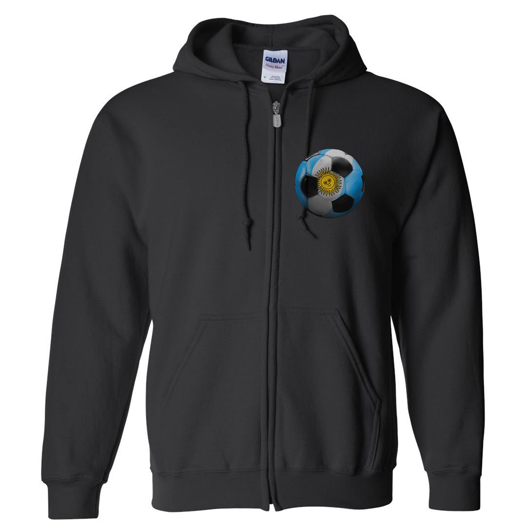 Argentina Glow Soccer Ball Logo Full Zip Hoodie