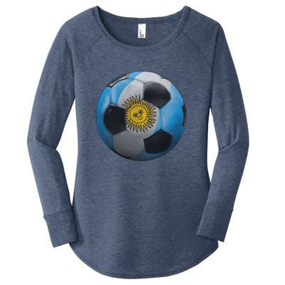 Argentina Glow Soccer Ball Logo Women's Perfect Tri Tunic Long Sleeve Shirt