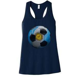 Argentina Glow Soccer Ball Logo Women's Racerback Tank