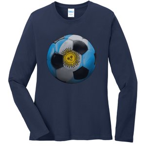 Argentina Glow Soccer Ball Logo Ladies Long Sleeve Shirt