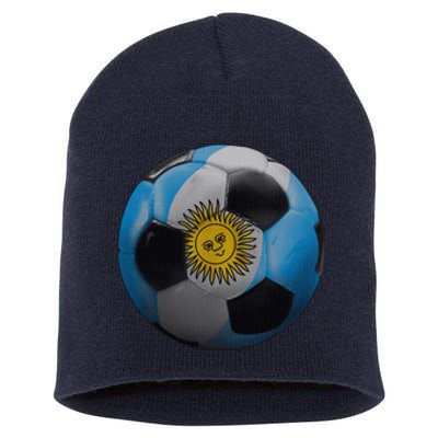 Argentina Glow Soccer Ball Logo Short Acrylic Beanie