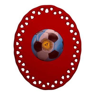 Argentina Glow Soccer Ball Logo Ceramic Oval Ornament