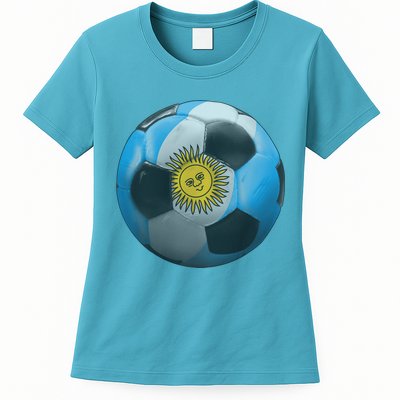 Argentina Glow Soccer Ball Logo Womens T-Shirt