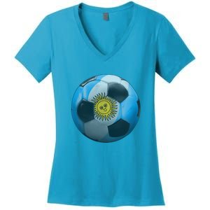 Argentina Glow Soccer Ball Logo Women's V-Neck T-Shirt