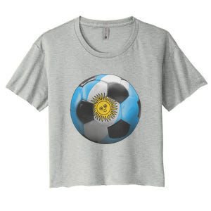 Argentina Glow Soccer Ball Logo Women's Crop Top Tee