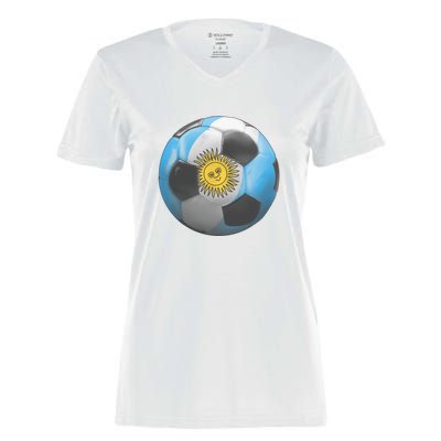 Argentina Glow Soccer Ball Logo Women's Momentum V-Neck T-Shirt