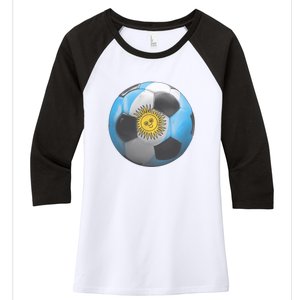 Argentina Glow Soccer Ball Logo Women's Tri-Blend 3/4-Sleeve Raglan Shirt