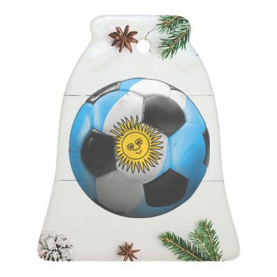 Argentina Glow Soccer Ball Logo Ceramic Bell Ornament