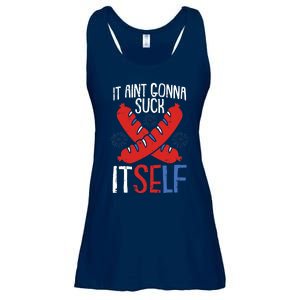 Aint Gonna Suck Itself 4th Of July Funny Sausage Patriotic Ladies Essential Flowy Tank