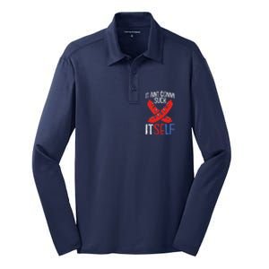 Aint Gonna Suck Itself 4th Of July Funny Sausage Patriotic Silk Touch Performance Long Sleeve Polo