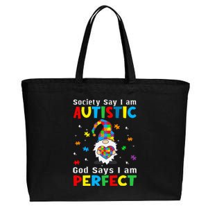 Autism Gnome Society Say I'm Autistic God Says I'm Perfect Cotton Canvas Jumbo Tote