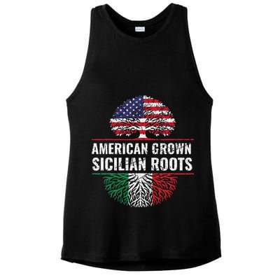 American Grown Sicilian Roots Gift Ladies PosiCharge Tri-Blend Wicking Tank