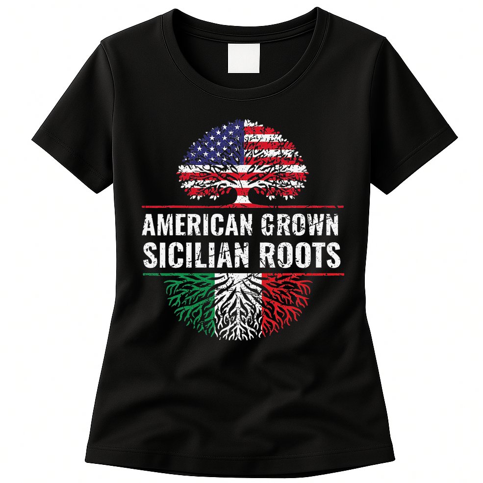 American Grown Sicilian Roots Gift Womens T-Shirt