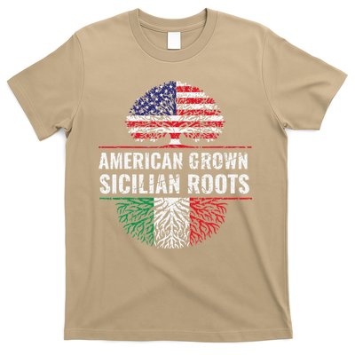 American Grown Sicilian Roots Gift T-Shirt