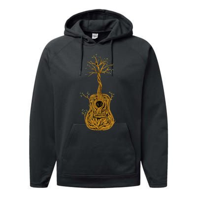 Acoustic Guitar Tree of Life Guitar Player Nature Guitarist Performance Fleece Hoodie