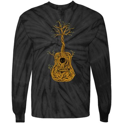 Acoustic Guitar Tree of Life Guitar Player Nature Guitarist Tie-Dye Long Sleeve Shirt